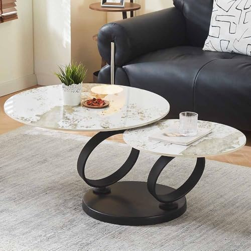 Milton & Oldbrook Liverno Couchtisch, drehbar, Marmoreffekt, Beige