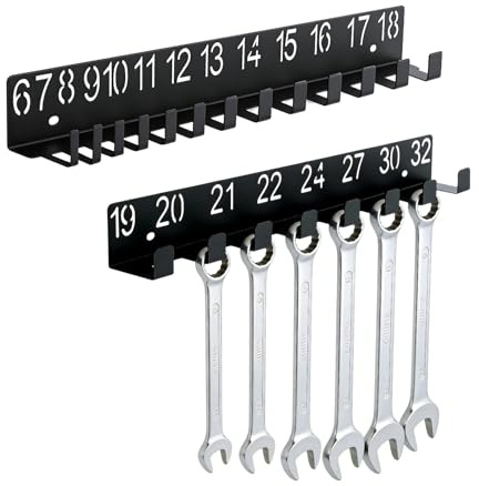 2 Porta Attrezzi da Parete,Porta Utensili da Lavoro Chiave con 21 Gancis | per Chiavi a Forchetta da 6-36 mm,Capacità Portante 20LB,per Officine,Giardini,Ripostigli per Attrezzi