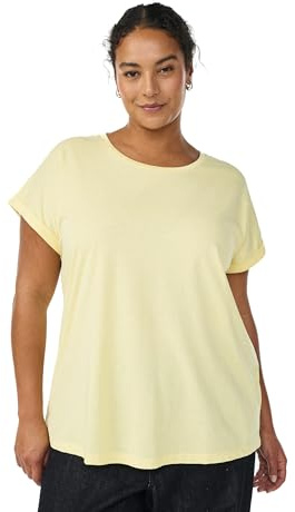 Zizzi Damen T-Shirt Große Größen Baumwolle Rundhalsausschnitt Größe Gr XL Lemonade