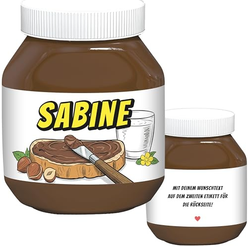 Schokoaufstrich Etiketten mit Namen personalisiert Aufkleber für z.B. Glas Nutella Geschenk zum Geburtstag | 2 Stück (Comic)