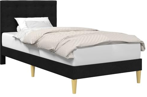 vidaXL Bettrahmen mit Kopfteil Schwarz 100 x 200 cm Stoff, Bezahlbarer, rechteckiger Bettrahmen mit Sperrholz-Kopfteil, ideal für Dein minimalistisches Schlafzimmer
