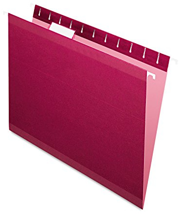 Pendaflex Reinforced Hanging Folders, Letter Size, Burgundy, 1/5 Cut, 25/BX (4152 1/5 BUR)
