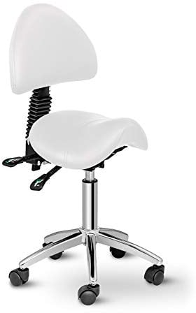 Physa Taburete con Ruedas para Estética Berlin White (Bastidor De Hierro Cromado, Tapicería De Piel Sintética PVC, Color Blanco)