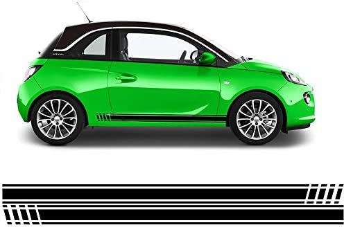 Auto-Dress Seitenstreifen Aufkleber Set/Dekor passend für Opel Adam - Motiv: Clean (110 Black Gloss)