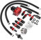 Kit de regulador de presión de combustible ajustable universal para coche 100psi con manómetro(Rojo negro)