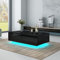 AWOOD LED Coffee Table for Living Room, Modern Side Table Wooden Centre Table, Black High Gloss Coffee Tea Tables with 4 Drawers Storage for Home Office Furniture