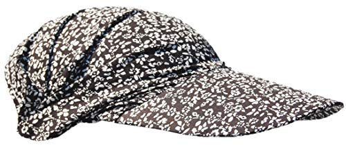 Cool4 Sommer Schirm Kopftuch Visor Strand Cap Bandana Sonnenschutz Mütze A01 (Schwarz (Stark Weiß geblümt) (XS/S))