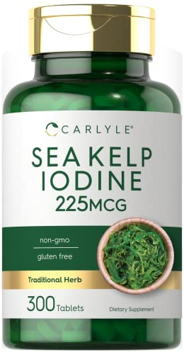 Carlyle Sea Kelp Iodine Supplement | 225mcg | 300 Tablets | Non-GMO, Gluten Free | Traditional Herb Supplement