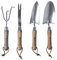 Holtaz Garten Gartengeräte 4er Set - Garten-Werkzeug Set mit Handschippe Blumenrechen Pflanzkelle Unkrautjäter mit bequemen Holz-Griff für Blumenbeet Hochbeet Balkon und Garten