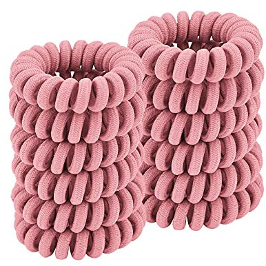 ZOUIQSS Spiralförmige Haargummis,Pferdeschwanzhalter,Telefonkabel,Haargummis für Frauen und Mädchen,spurlos,starker Halt,wasserfest,für alle Haartypen geeignet(Stoff, Rosa, 12 Stück)