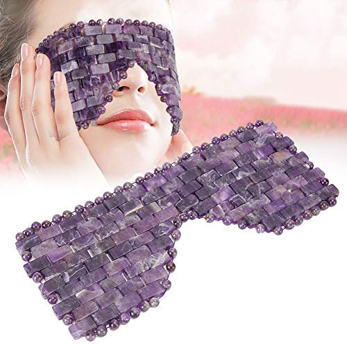 Brrnoo Jade Augenmaske, Jade Steine Gesichts Schlafaugenmaske, Augenermüdungs Schönheits Hautpflege Massagewerkzeug, Falten Entfernen, Anti Aging Kühlungs Schlafaugenmaske(Amethyst)