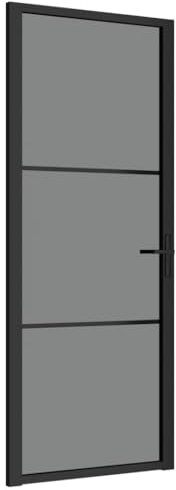 vidaXL Porta Interna 83x201,5 cm Nero Opaco Vetro ESG e Alluminio