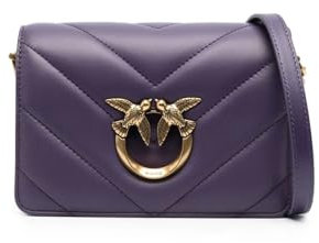 Pinko, LOVE CLICK MINI SHEEP NAPPA BI Donna, W84Q_VIOLA UVA-ANTIQUE GOLD, One size
