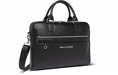 Replay Herren Laptoptasche zum Umhängen, Black 098 (Schwarz), Onesize