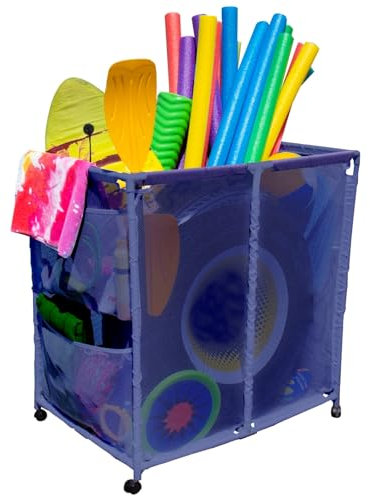 Pool Bins Pool Floats, Bälle, Spielzeug und Ausrüstung, Rollnetz-Organizer, Aufbewahrungsbehälter, groß (B x L x H): 88,9 x 64,5 x 95,2 cm, Blau