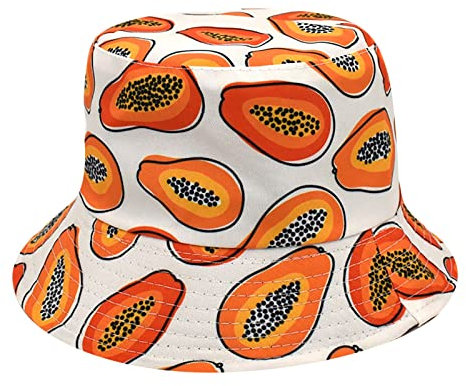 QWUVEDS Fischerhut mit Papaya-Print, Bordüre für Herren, Outdoor-Ausflug, Damen, Sommer, Trend, Beckenhut Festival Hut