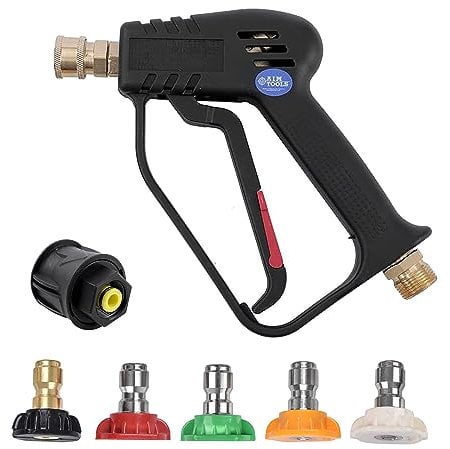 AIM Tools Pistola per Idropulitrice 4000 PSI con 5 Punte per Ugelli a Spruzzo, Attacco Rapido da 1/4, Raccordo M22 14mm y Conector Rápido Adaptador Si Adatta Karcher, Kit di Lavaggio Auto