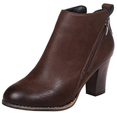 Stivali Gomma Donna Corti Scarpe da Donna Stivali Motocross Stivali Donna Tacco Allacciare Tela Stivali Sandali Donna con Tacco Scarpe Casual Donna estive Marrone #4 13.99