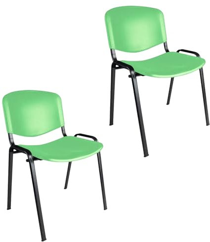 Topsit Büro & More 2er Set Besucherstühle, stapelbarer Konferenzstuhl, mit Sitz und Rückenlehne aus Kunststoff. (Grün)