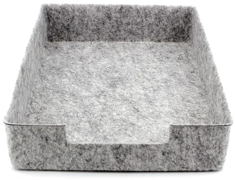 LUXflair Filz Dokumentenablage DIN A4, Größe: 33,5x24,5x7cm, Graumeliert, stapelbares Design, abwischbare Oberfläche. Briefablage, Schreibtisch Organizer für Büro & Zuhause