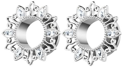 Decentraland Silberne 10mm（00G doppelt ausgestellte Tunnel-Plug-Ohrringe aus Edelstahl, als Paar verkauft. Edelstahl, Ohr-Expander, modische Unisex-Piercing-Ohr-Expander-Ohrringe