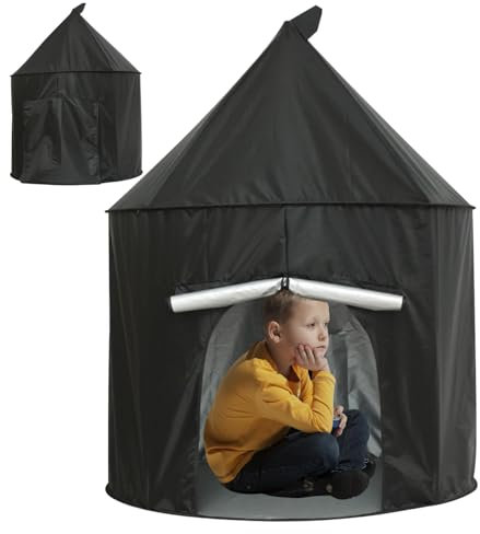 Sensorisches Zelt für Kinder 99 x 99 cm Verdunkelungsspielzelt mit dickem Kissen und Rolltür waschbares Pop-up-Spielzelt für drinnen Kinder Spielen Schlafen Lesen Autismus sensorische Ausrüstung