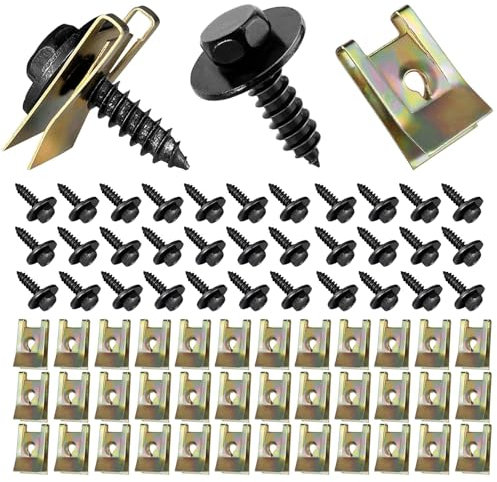 100 Piezas Surtido De Tornillos Y Grapas, Clips Metalicos Coche, Tuercas De Clips, Clips Metalicos Paneles Coche, Clips Coche, Grapas Tornillo, Para Guardabarros Parachoques De Coche