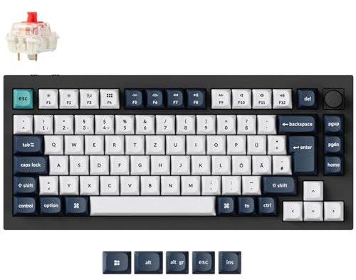 Keychron Q1 Max (schwarz/Mehrfarbig, DE-Layout, Gateron Jupiter Red, Hot-Swap, Aluminiumrahmen, RGB)