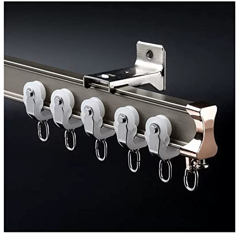 Binario per tenda scorrevole flessibile per doccia/finestra a golfo/soggiorno/camper binario per tenda pieghevole montaggio a parete in alluminio resistente asta impermeabile 2,44 m (colore: B)