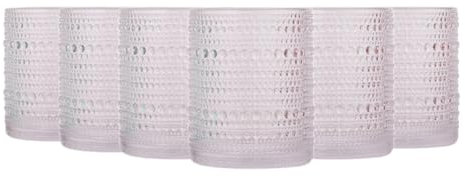 TRESV Set de 6 Vasos Colores o Transparente, Vaso de Cristal agua de 350 ml, Vaso de Agua y Bebidas, Aptos para Lavavajillas (Transparente)