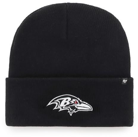 '47 NFL Baltimore Ravens Unisex Cuff Knit, Beanie, Team Logo, Farbe Schwarz