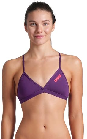 arena Performance Team Solid Top Bikini Femme Sportif pour Piscine, Haut à Séchage Rapide en Tissu Maxfit Éco Résistant au Chlore avec Protection UV et Doublure à l’Avant