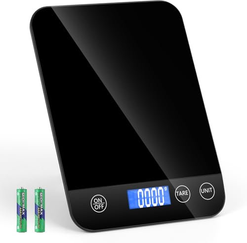 Gaethra Küchenwaage Digital, 15 kg Hochpräzise 1g/0.1oz Elektronik Küchenwaage, Professionell mit Harter Funktion Lebensmittelwaage, Feinwaage Küche mit Tara-Funktion, Batterien Enthalten (Food Scale)