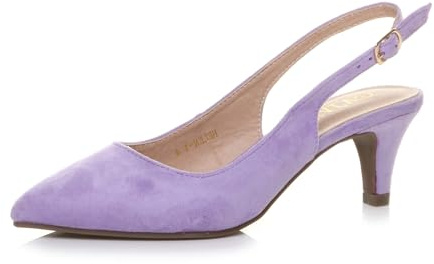AJVANI Womens Ladies Low mid Heel 50s Slingback Buckle Pointed Court Shoes Size