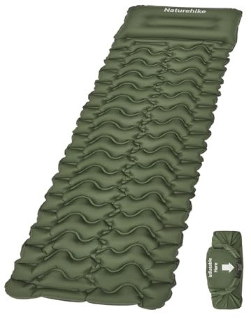 Naturehike Ultraleichte Aufblasbare isomatte - Isomatte Leicht Einzelne Schlafmatten Luftkissen Outdoor Kompakt und Feuchtigkeitsfest für Backpacking, Camping, Einstiegslevel (Olivgrün, Einzel)