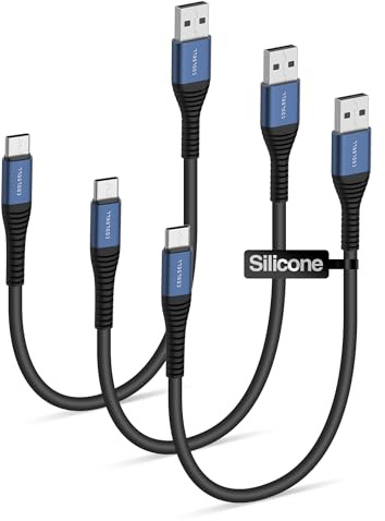 COOLSELL USB C Kabel Kurz 30cm, Silikon 3A Schnellladekabel USB A auf Typ C Ladekabel Kompatibel mit iPhone 17/16/15 Samsung Galaxy S23 S22 Google Pixel, iPad für Powerbank/Auto/Reisen
