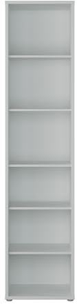 möbelando Regal >Alice Springs< Secret Grey 6 Fächer 49,8/214,3/34,9 cm B/H/T Spanplatte Kunststofffüße modern Kleinmöbel robust Stauraum Bücher Ordner Dekoration Wohnraum zerlegt geliefert
