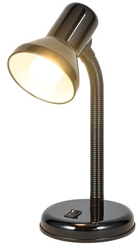 Innoteck 25W Adjustable Desk Lamp with Flexible Arm E27 Black | Metal table lamp with E27 bulb base, mains powered for study, reading, office, bedside & home workspace.