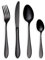 HOMQUEN Black Cubiertos/Juego de Cubiertos, 24 Piezas Stainless Steel Knife Fork Set para 6 Personas (Negro, 6 Juegos)