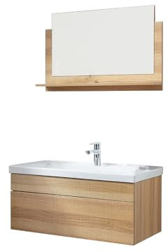 Home Deluxe - Badmöbel-Set - WANGEROOGE Big Holz - Medium - inkl. Waschbecken und komplettem Zubehör - Größe Waschbecken: ca. 80 cm I Badezimmermöbel Waschtisch Badmöbelset