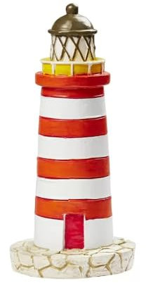 CREATIV DISCOUNT® NEU Miniatur- Leuchtturm, rot-Weiss, 7,5cm
