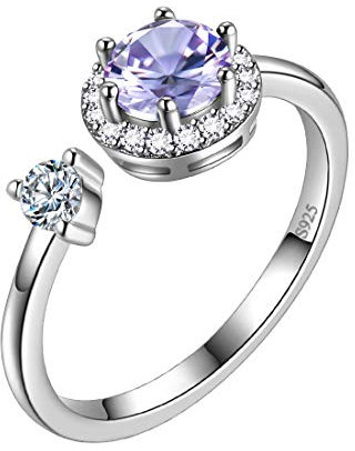 Aurora Tears Juni Birthstone verstellbare Ringe 925 Sterling Splitter Birthstone offener Ring Geburt Stein Schmuck Geschenke für Frauen und Männer DR0090D