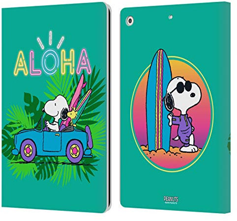 Head Case Designs Offizielle Peanuts Tropischer Surf Snoopy Aloha Disco Leder-Wallet-Hülle Kompatibel mit Apple iPad 10.2 2019/2020/2021