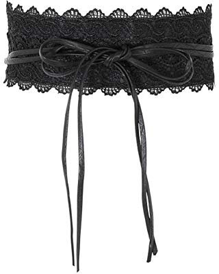 REYOK Damen Vintage Gürtel,Spitze Breiter Taillengürtel,Hüftgürtel Bindegürtel Wickelgürtel für Kleid (Schwarz - Wasserdicht)