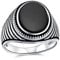 Retro Gerillte Streifen Stil Geätzte Band Schwarz Onyx Quadratische Siegelring Für Männer Schwer .925 Sterling Silber Handgefertigt In Der Türkei