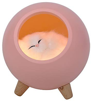 LED maison pour animaux de compagnie veilleuse rechargeable chambre chevet alimentation lumière créative kitty bureau atmosphère veilleuse (Chat rose)
