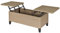 Outsunny Table Basse de Jardin Style Cosy Chic - Table Basse relevable - métal époxy résine tressée Imitation rotin Beige
