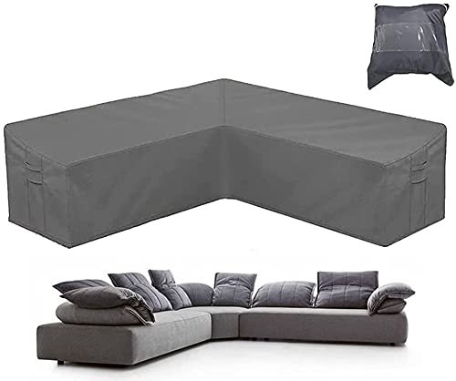 BOSKING Patio Furniture Sectional Couch Cover Grey 420D Oxford Waterproof L Shaped Garden Rattan Corner Sofa Furniture Protector Covers for Outdoor Indoor Veranda