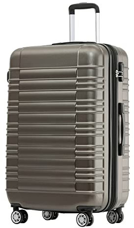 BEIBYE Zwillingsrollen Reisekoffer Koffer Trolleys Hartschale M-L-XL-Set (Coffee, L)