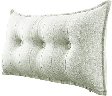 VERCART Couchkissen Groß Dekokissen Kopfteil Gepolstert Kissen Rückenlehnen Sofakissen Lesekissen Perfekt als Unterstützend Rückenkissen Bett Lendenkissen Wandkissen Abnehmbarem Leinen Weiß 100cm
